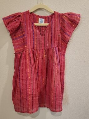 Mer St. Barth Bright Pink Striped Flutter-Sleeve
